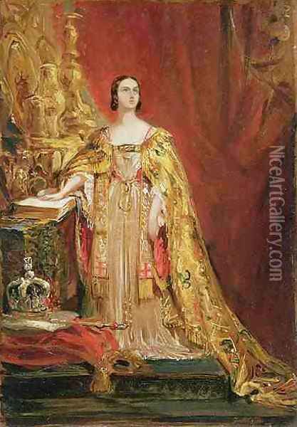 Queen Victoria 1819-1901 Taking the Coronation Oath Oil Painting - Sir George Hayter