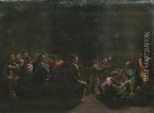 Christ Washing The Disciples' Feet Oil Painting - Leonaert Bramer
