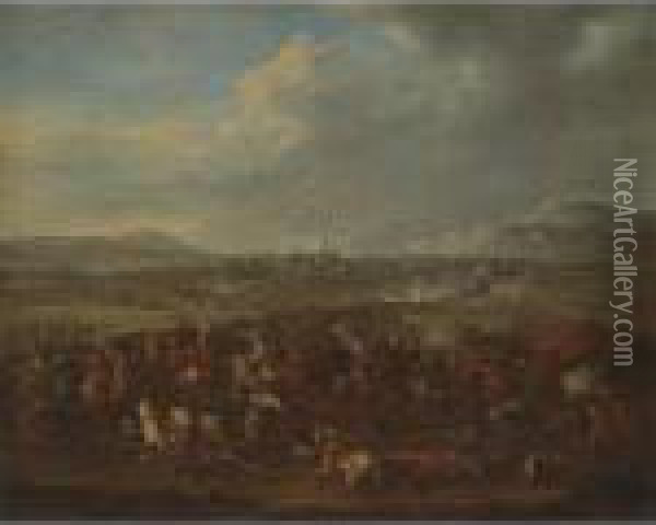 The Siege Of A Town, Possibly Intended To Be The Taking Of Koblenz Oil Painting - Karel Van Breydel (Le Chevalier)