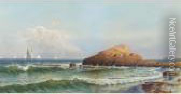 Little Bass Rock, Narragansett Pier Oil Painting - Alfred Thompson Bricher