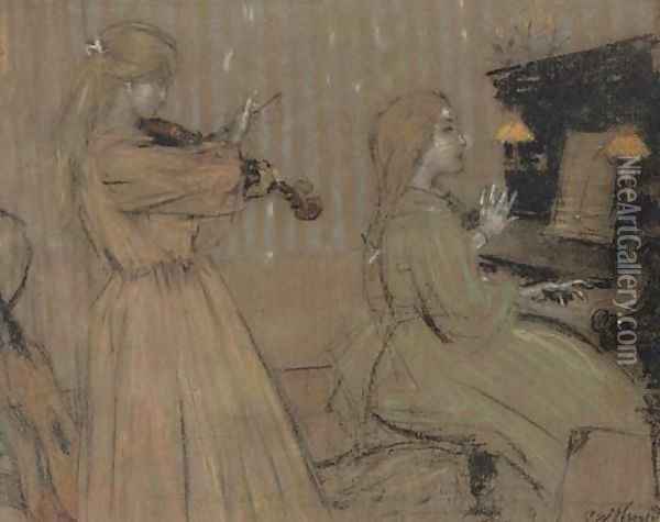 The duet Oil Painting - James Watterston Herald