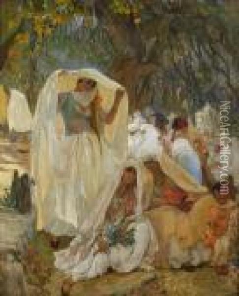 The Day Of The Prophet At Blidah,algeria Oil Painting - Frederick Arthur Bridgman