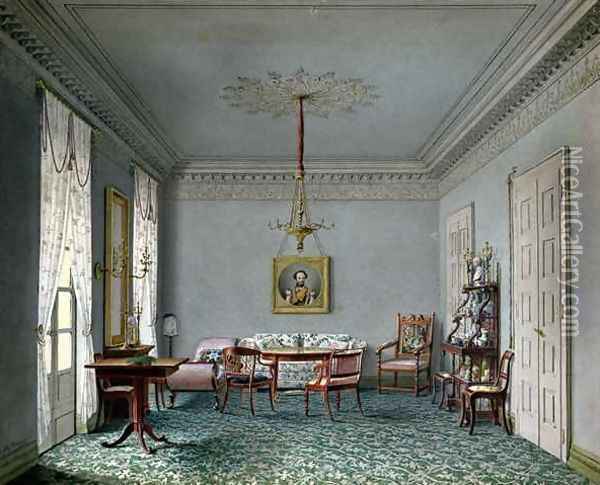 Drawing room Interior in the Palace in Stuttgart Wurttemburg Oil Painting - Ludwig Holthausen