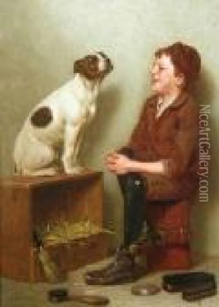 A Boy And His Dog Oil Painting - John George Brown