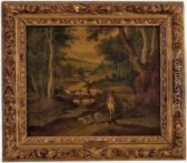 Vornehmer Reiter Und Wanderer In Bachlandschaft Oil Painting - Jan The Elder Brueghel