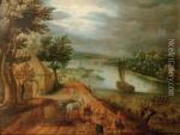 A Wooded River Landscape Oil Painting - Jan The Elder Brueghel
