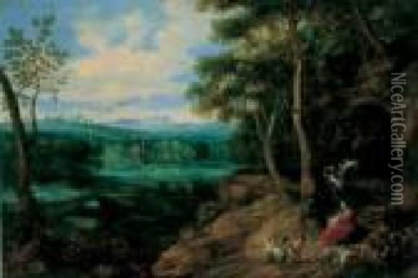 Die Ruhe Auf Der Flucht Nach Agypten.
 Ol Auf Holz . H 58; B 85,5 Cm Oil Painting - Jan The Elder Brueghel