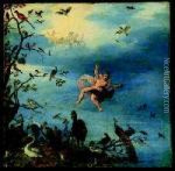 The Element Of Air, Ganymede Carried Aloft By Jupiter Disguised Asan Oil Painting - Jan The Elder Brueghel