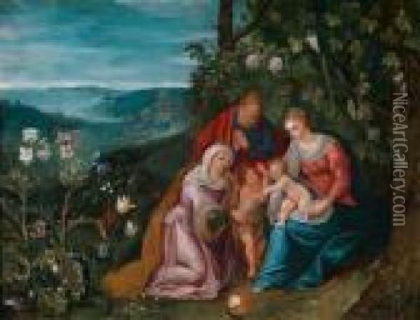 Die Heilige Familie Mitelisabeth Und Johannes In Einer Landschaft Oil Painting - Jan Brueghel the Younger