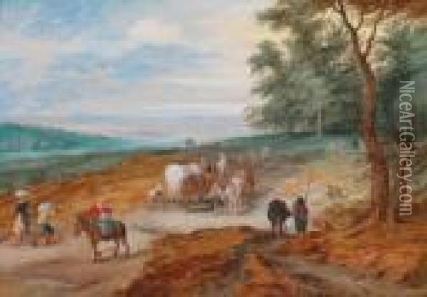 Weite Landschaft Mitreisenden Auf Einer Waldstrasse Oil Painting - Jan Brueghel the Younger