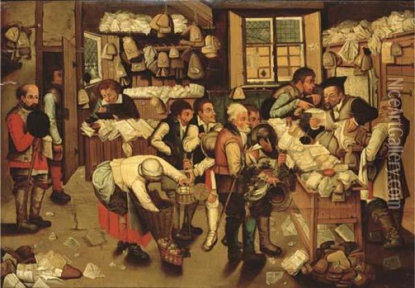 The Payment Of The Tithes Oil Painting - Pieter The Younger Brueghel