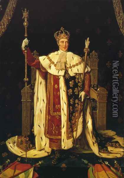 Charles X inn his Coronation Robes Oil Painting - Jean Auguste Dominique Ingres