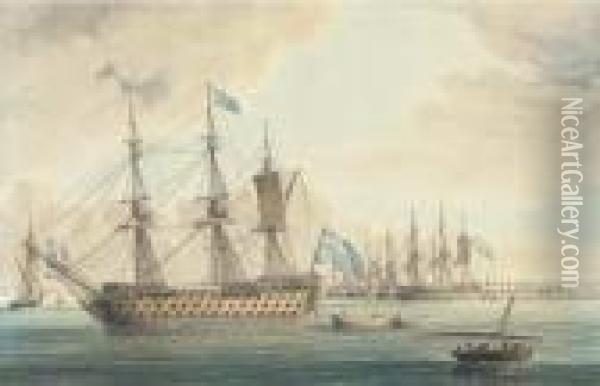 The Blockading Fleet Oil Painting - Thomas Buttersworth