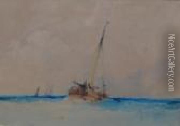 Sailing Boat In Calm Sea Oil Painting - William Callow