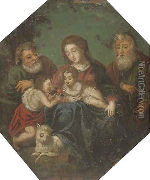 The Holy Family with Saint Joachim and the Infant Saint John the Baptist Oil Painting - Hendrik van Balen