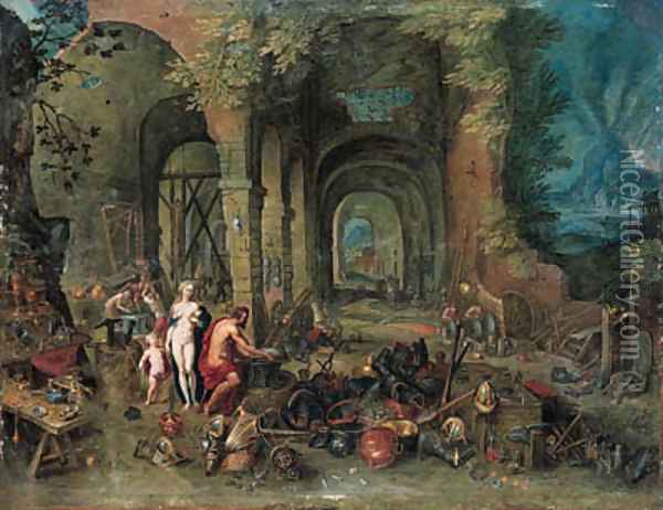 Venus at the forge of Vulcan Oil Painting - Hendrik van Balen