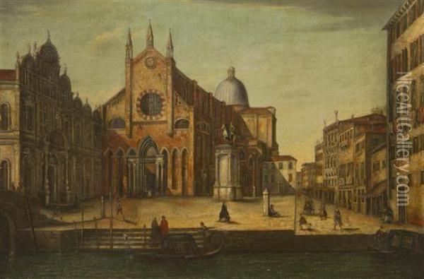 Ss. Giovanni E Paolo And The Monument To Bartolommeocolleoni Oil Painting - (Giovanni Antonio Canal) Canaletto