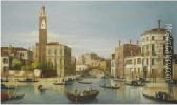 View Of Venice: The Grand Canal, With San Geremia And The Entrance To Canneregio Oil Painting - (Giovanni Antonio Canal) Canaletto