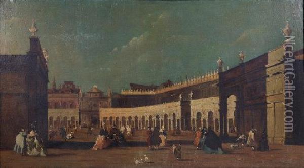 St. Marks Square, Venice Oil Painting - (Giovanni Antonio Canal) Canaletto