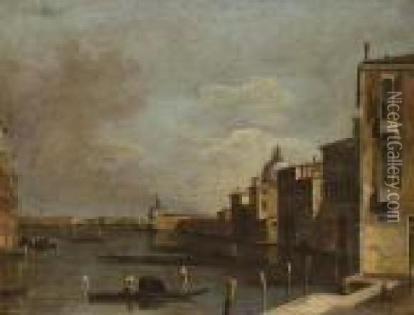 Le Grand Canal Vu Du Campo San Vio, Vers L'eglise De Lasalute Oil Painting - (Giovanni Antonio Canal) Canaletto