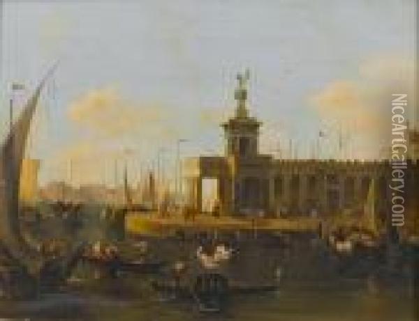 The Punta Della Dogana, Venice Oil Painting - (Giovanni Antonio Canal) Canaletto