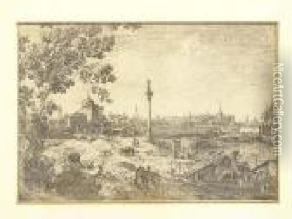 Imaginary View Of Padua (b. 11) Oil Painting - (Giovanni Antonio Canal) Canaletto