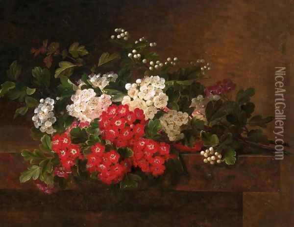 Still Life of Flowers (Blomsteropstilling) Oil Painting - Johan Laurentz Jensen