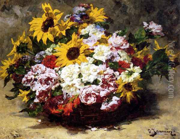 A Floral Bouquet Oil Painting - Georges Jeannin