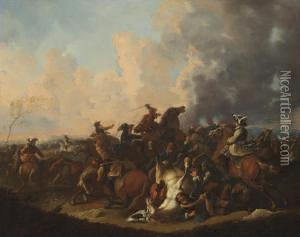 A Battle Skirmish Oil Painting - Francesco Giuseppe Casanova