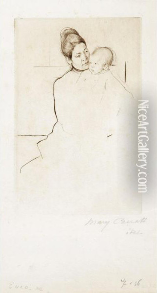 Gardner Held By His Mother Oil Painting - Mary Cassatt