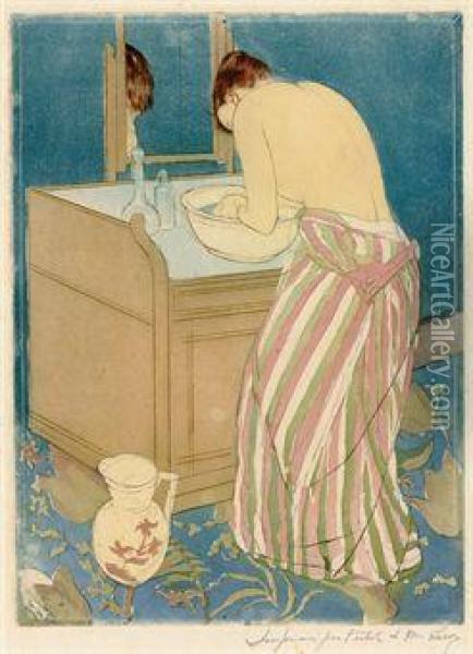 Woman Bathing Oil Painting - Mary Cassatt