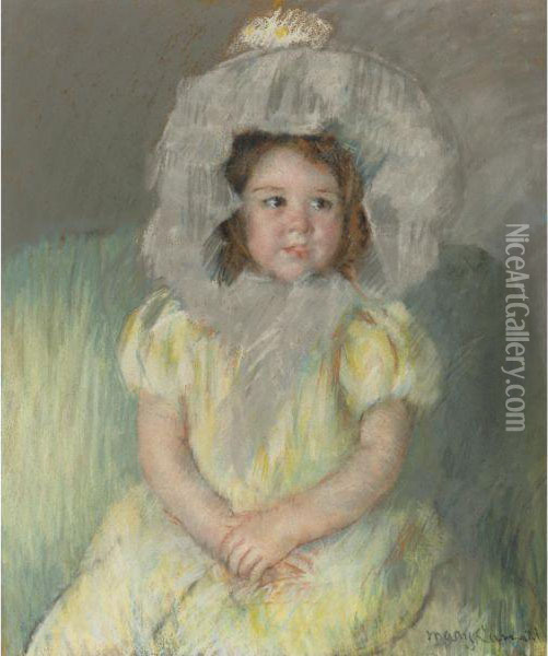 Margot In White Oil Painting - Mary Cassatt