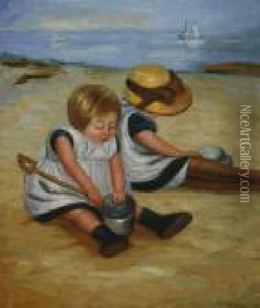 Children Playing On The Beach Oil Painting - Mary Cassatt