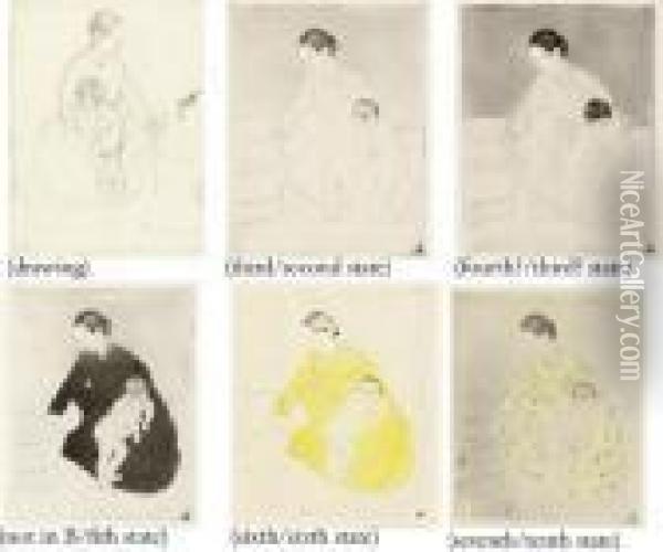 The Bath: Five States Plus Preparatory Drawing (b. 143; M. & S. 5; B. Cr 801) Oil Painting - Mary Cassatt