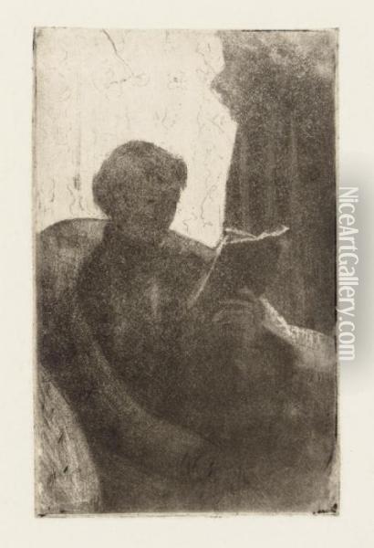 Lydia Reading, Turned Toward Right (b. 63) Oil Painting - Mary Cassatt
