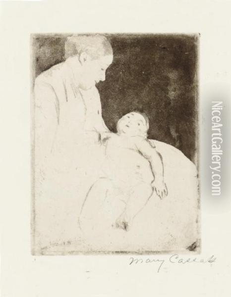 Bill Lying On His Mother's Lap (b. 101) Oil Painting - Mary Cassatt