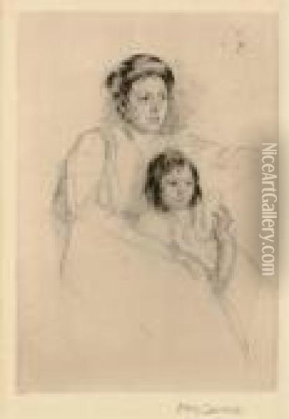 Margot Leaning Against Her Mother Oil Painting - Mary Cassatt