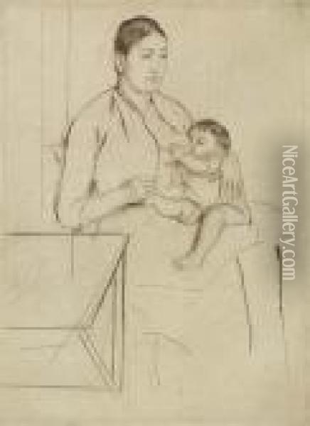 Nursing. Oil Painting - Mary Cassatt