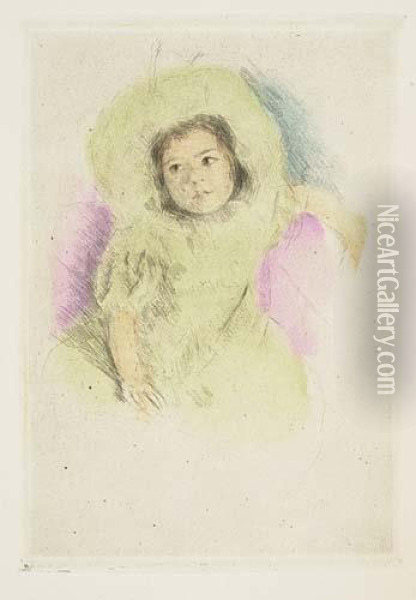 Margot Wearing A Bonnet (no. 1)<</b> Oil Painting - Mary Cassatt