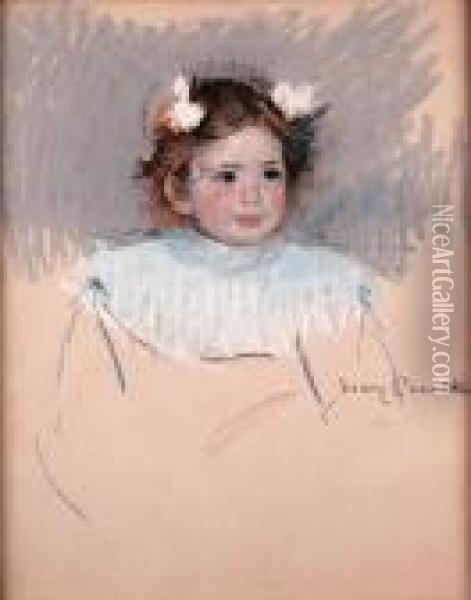 Ellen With Bows In Her Hair, Looking Right Oil Painting - Mary Cassatt