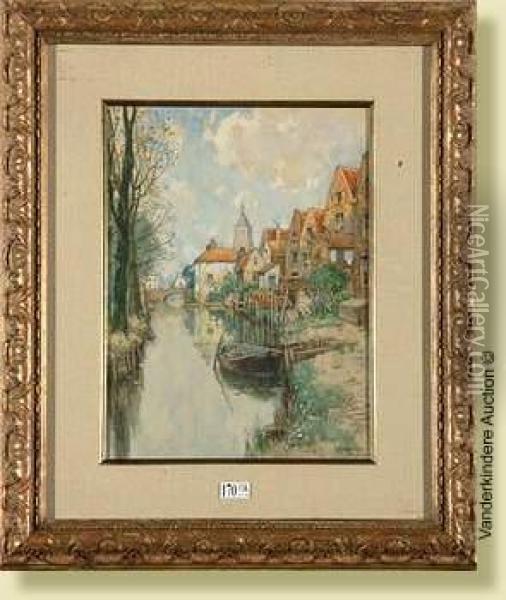 Canal En Hollande Oil Painting - Hendrick, Henri Cassiers
