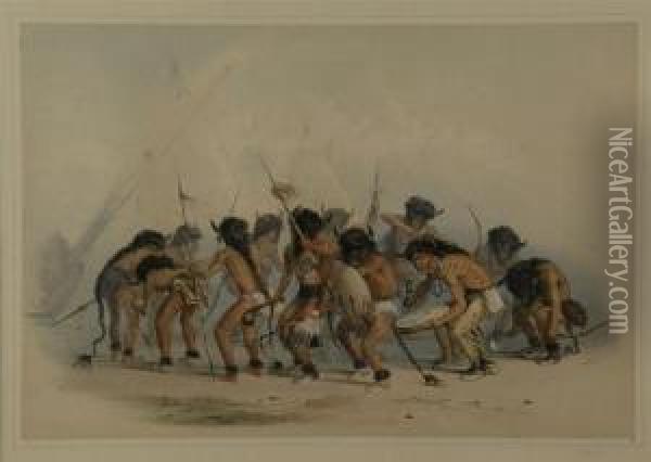 Sioux Buffalo Dance Oil Painting - George Catlin