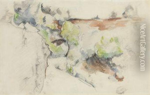 Route Entre Des Rochers A Bibemus Oil Painting - Paul Cezanne