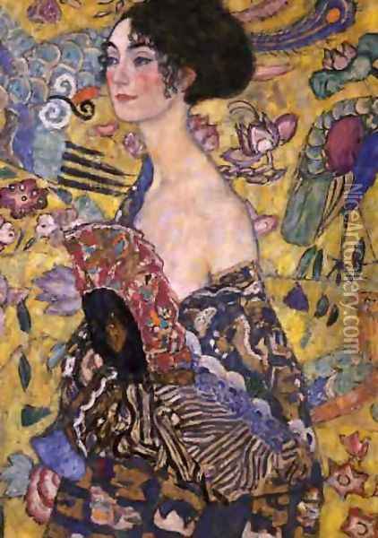 Lady With Fan Oil Painting - Gustav Klimt