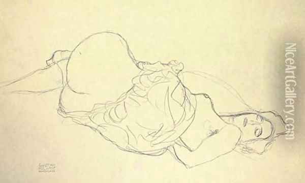 Liegender Halbakt nach rechts 4 Oil Painting - Gustav Klimt