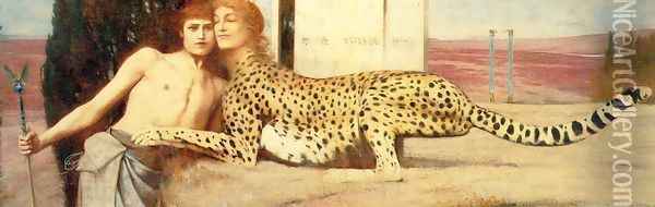 Art, or The Sphinx, or The Caresses 1896 Oil Painting - Fernand Khnopff