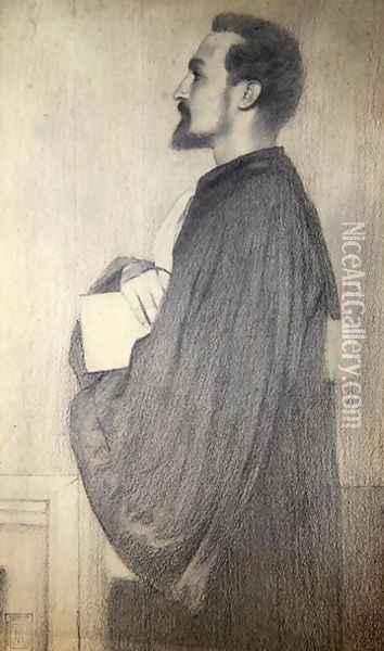 Portrait of a Man Oil Painting - Fernand Khnopff