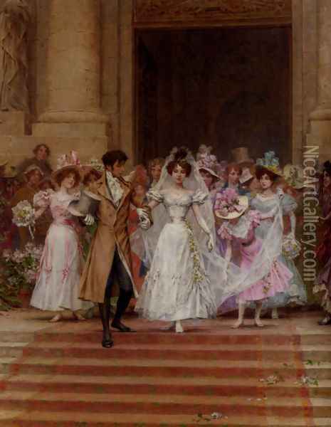 The Wedding, Church Of St. Roch, Paris Oil Painting - Frederick Hendrik Kaemmerer