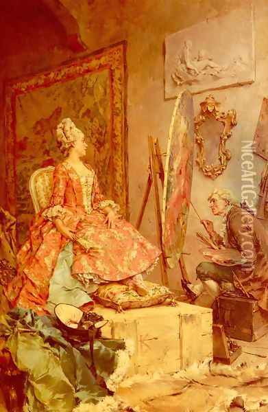 Sitting For Her Portrait Oil Painting - Frederick Hendrik Kaemmerer