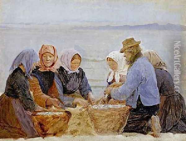 Mujeres Y Pescadores De Hornbaek3 Oil Painting - Peder Severin Kroyer